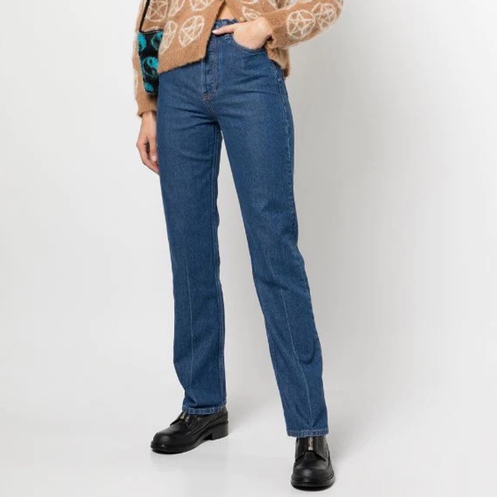 Reformation Cynthia High Rise Straight Jeans in Colorado Wash - tailored**